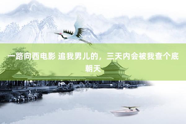 一路向西电影 追我男儿的,三天内会被我查个底朝天