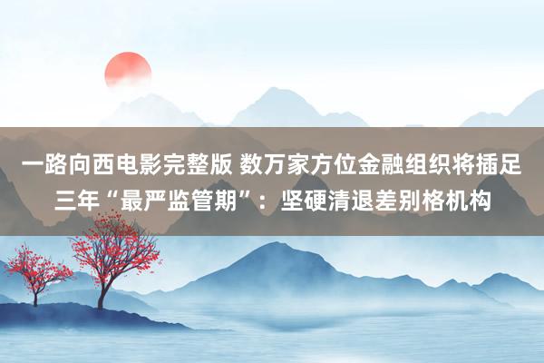 一路向西电影完整版 数万家方位金融组织将插足三年“最严监管期”：坚硬清退差别格机构