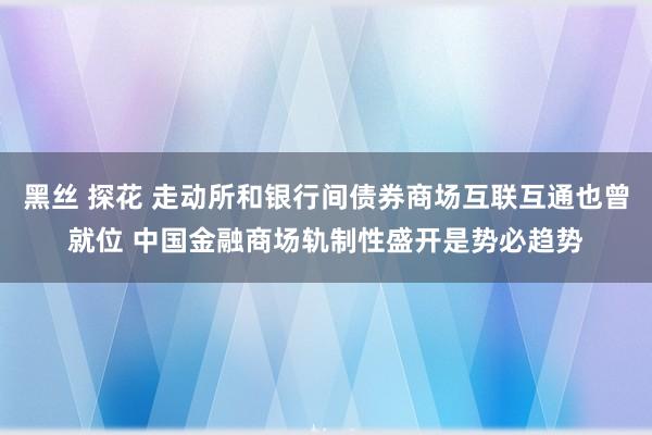 黑丝 探花 走动所和银行间债券商场互联互通也曾就位 中国金融商场轨制性盛开是势必趋势