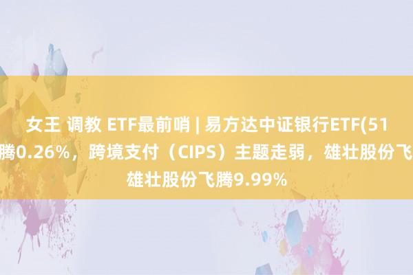 女王 调教 ETF最前哨 | 易方达中证银行ETF(516310)飞腾0.26%，跨境支付（CIPS）主题走弱，雄壮股份飞腾9.99%